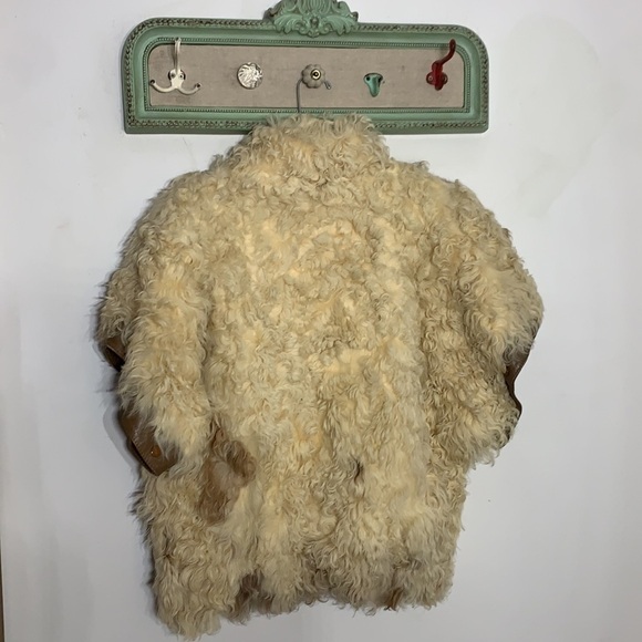 Vintage 70s Woodstock Genuine Sheep leather detachable sleeve vest jacket XL - Picture 10 of 11